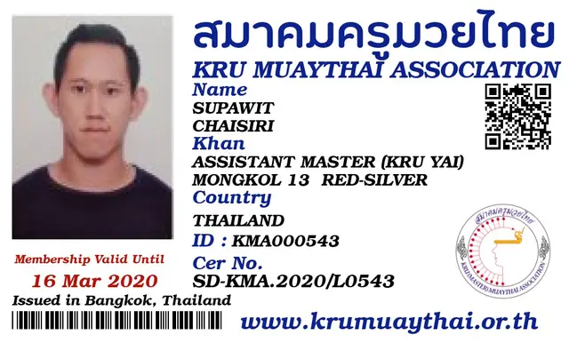 SUPAWIT CHAISIRI KMA card