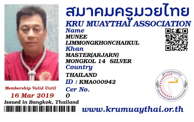 MUNEE LIMMONGKHONCHAIKUL KMA card