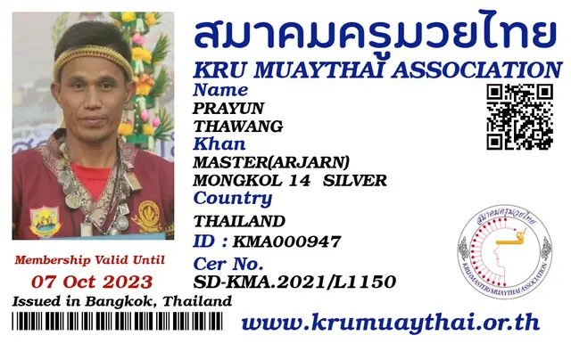 PRAYUN THAWANG KMA card