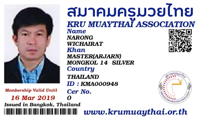 NARONG WICHAIRAT KMA card