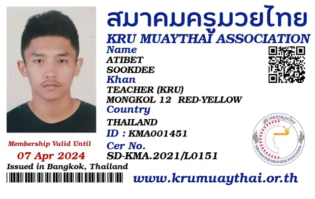 ATIBET SOOKDEE KMA card