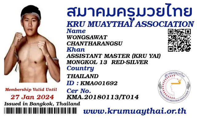 WONGSAWAT CHANTHARANGSU KMA card