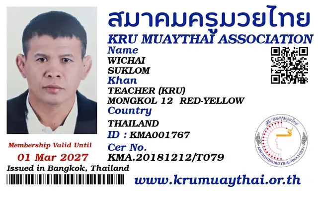 WICHAI SUKLOM KMA card